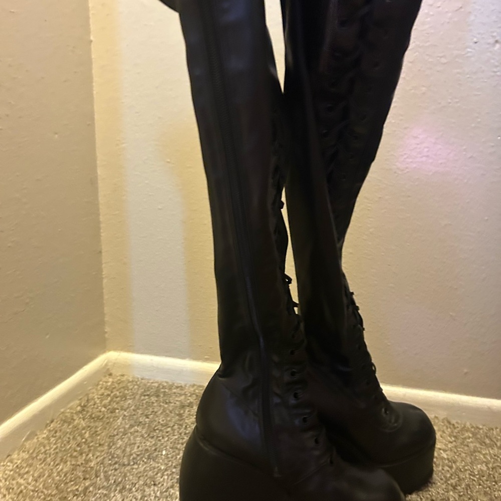 Dolls Kill Black Platform Lace-Up Boots